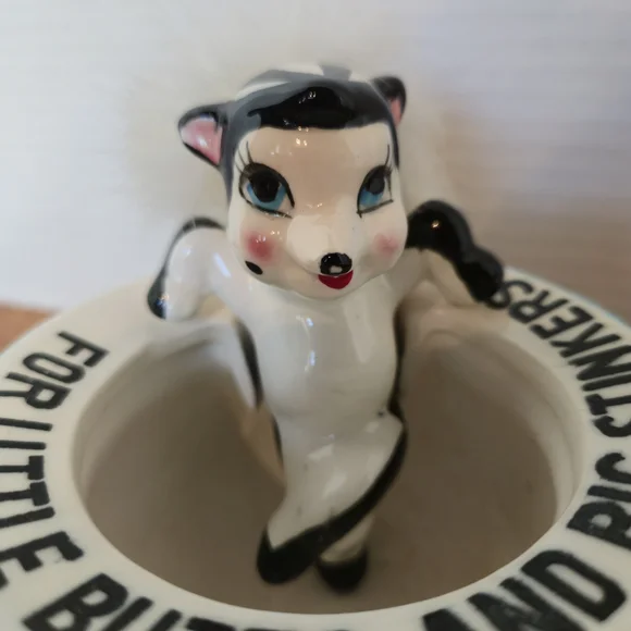 Vintage 50s Japan Skunk Ashtray Anthropomorphic Ceramic, Gift Novelties Kitsch - Picture 4 of 7